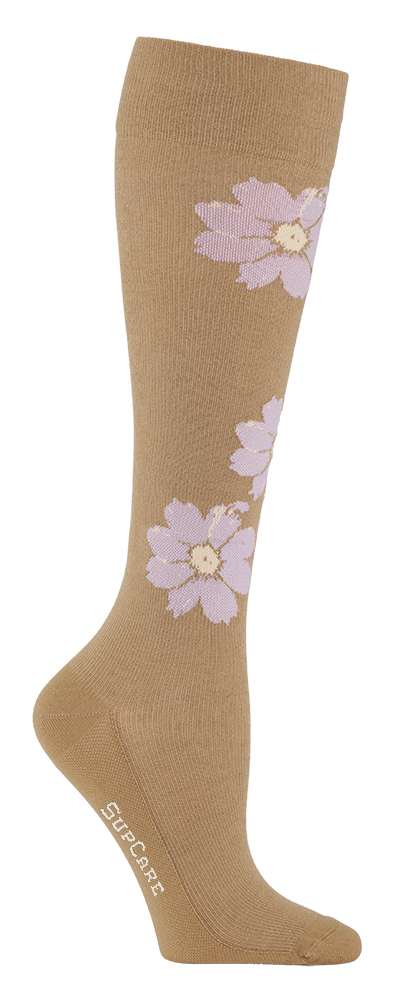 Supcare Puuvillaiset sukat, beige, kukkakuvio