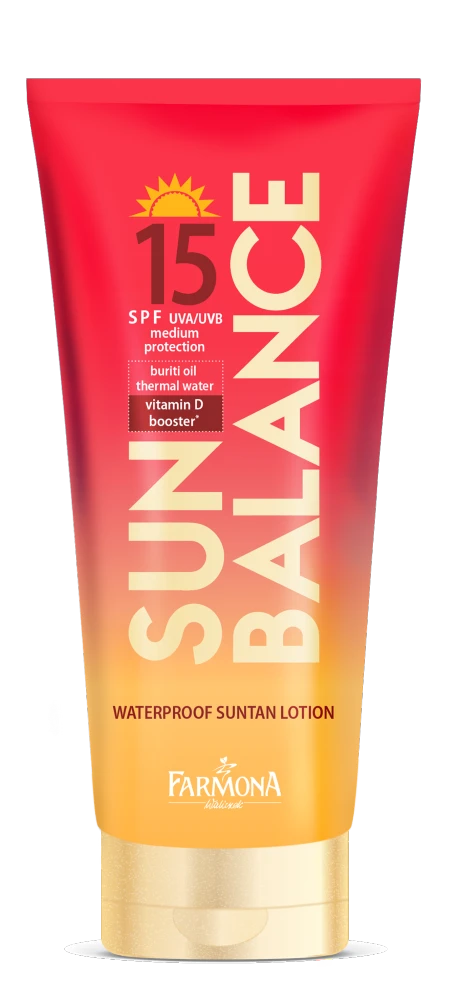 Aurinkosuojavoide SPF 15 buritiöljyllä kauniiseen rusketukseen