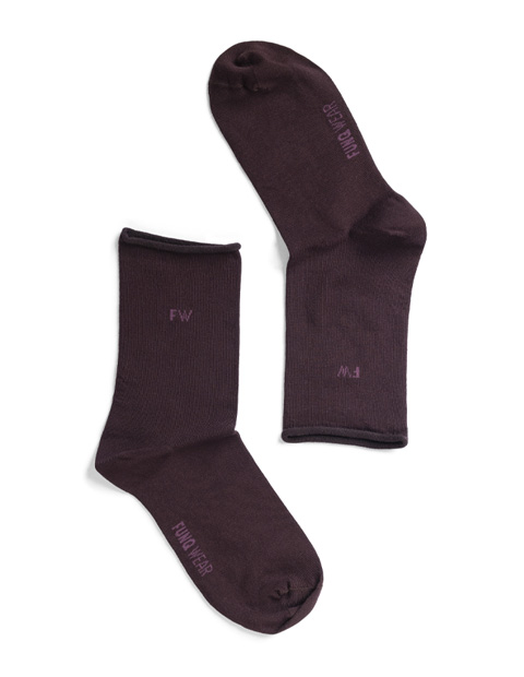 FUNQ WEAR bambusukat, joissa on rullattu reuna, Burgundy Blush