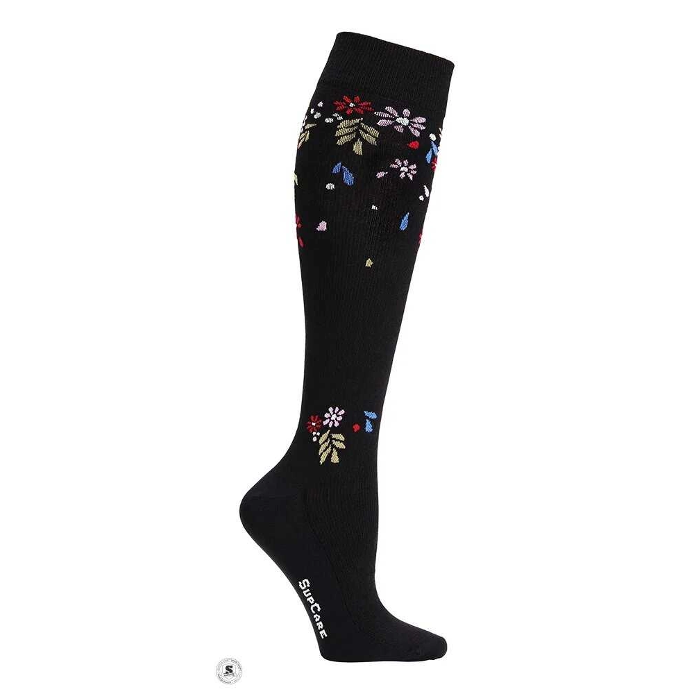 Tukisukat Eco Cotton, Flower Shower, Musta